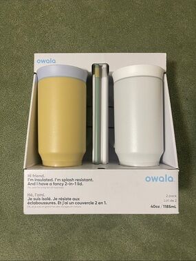 Owala 40oz Insulated Tumbler 2-Pack in Mustard Yellow & White
